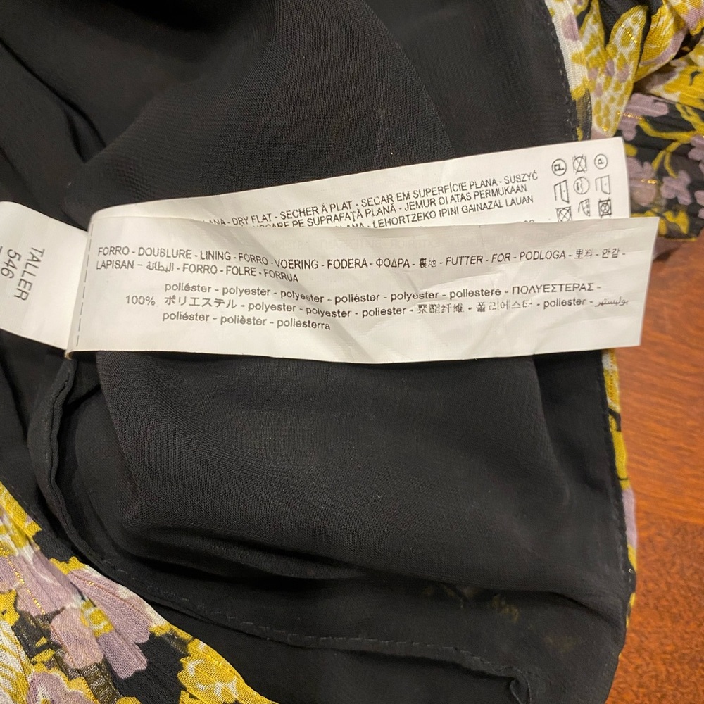 NWT Zara Floral Gold One Shoulder Mini Dress - Picture 8 of 10